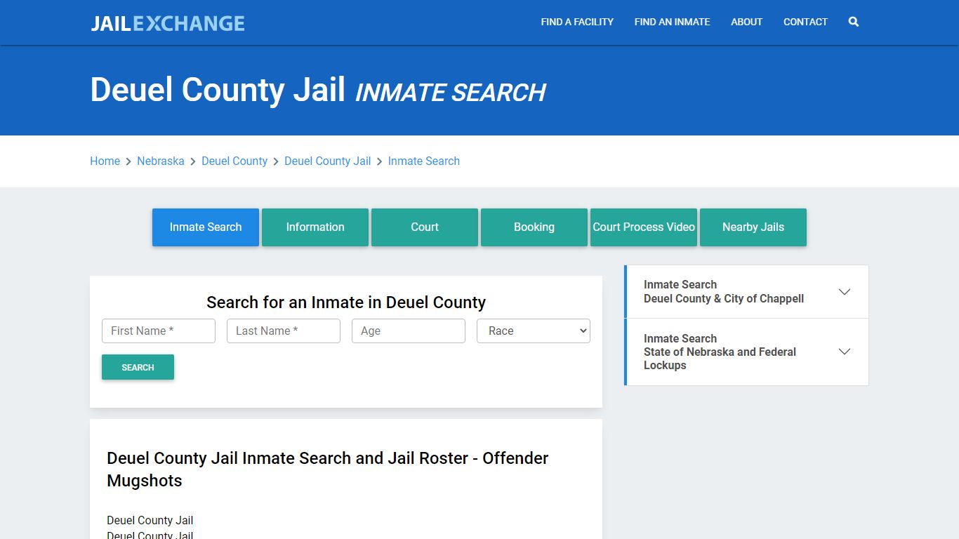 Deuel County Jail, NE Inmate Search: Roster & Mugshots