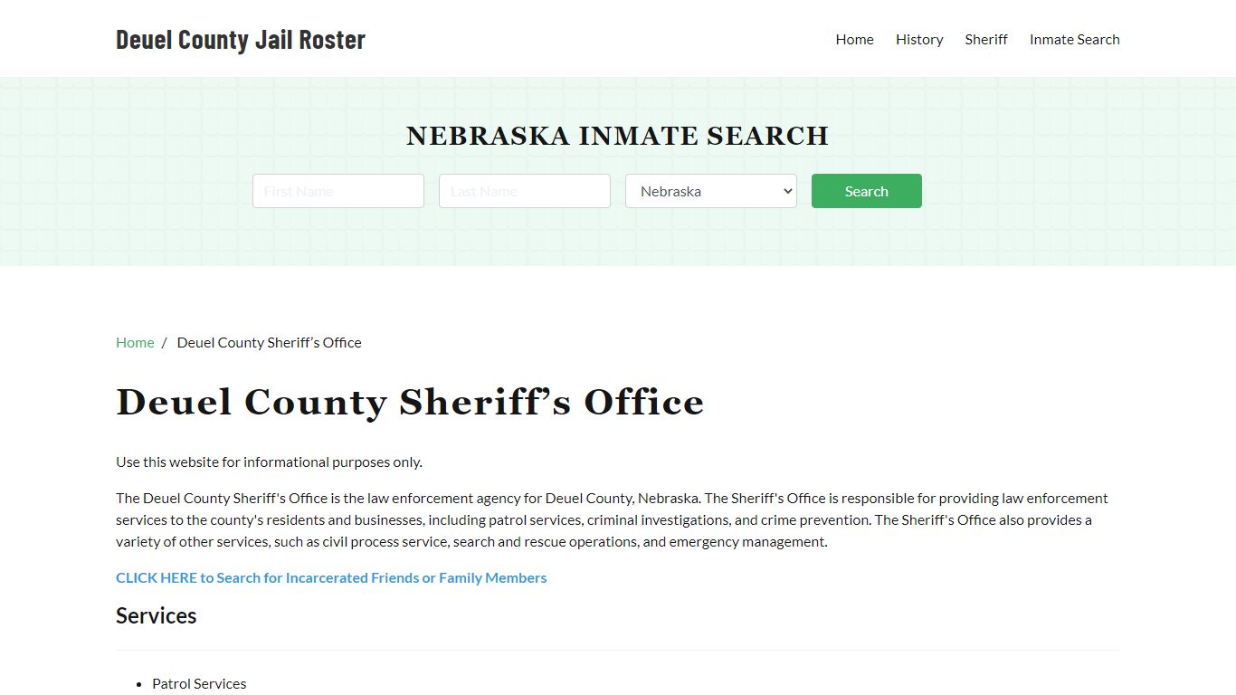 Deuel County Sheriff Office, NE, Arrest Warrants Search