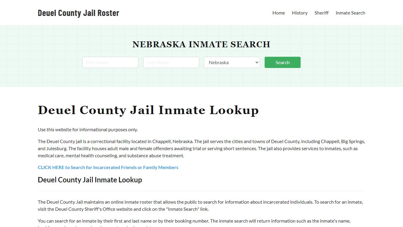 Deuel County Jail Roster Lookup, NE, Inmate Search